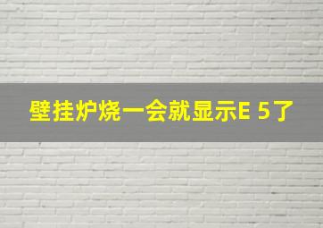 壁挂炉烧一会就显示E 5了